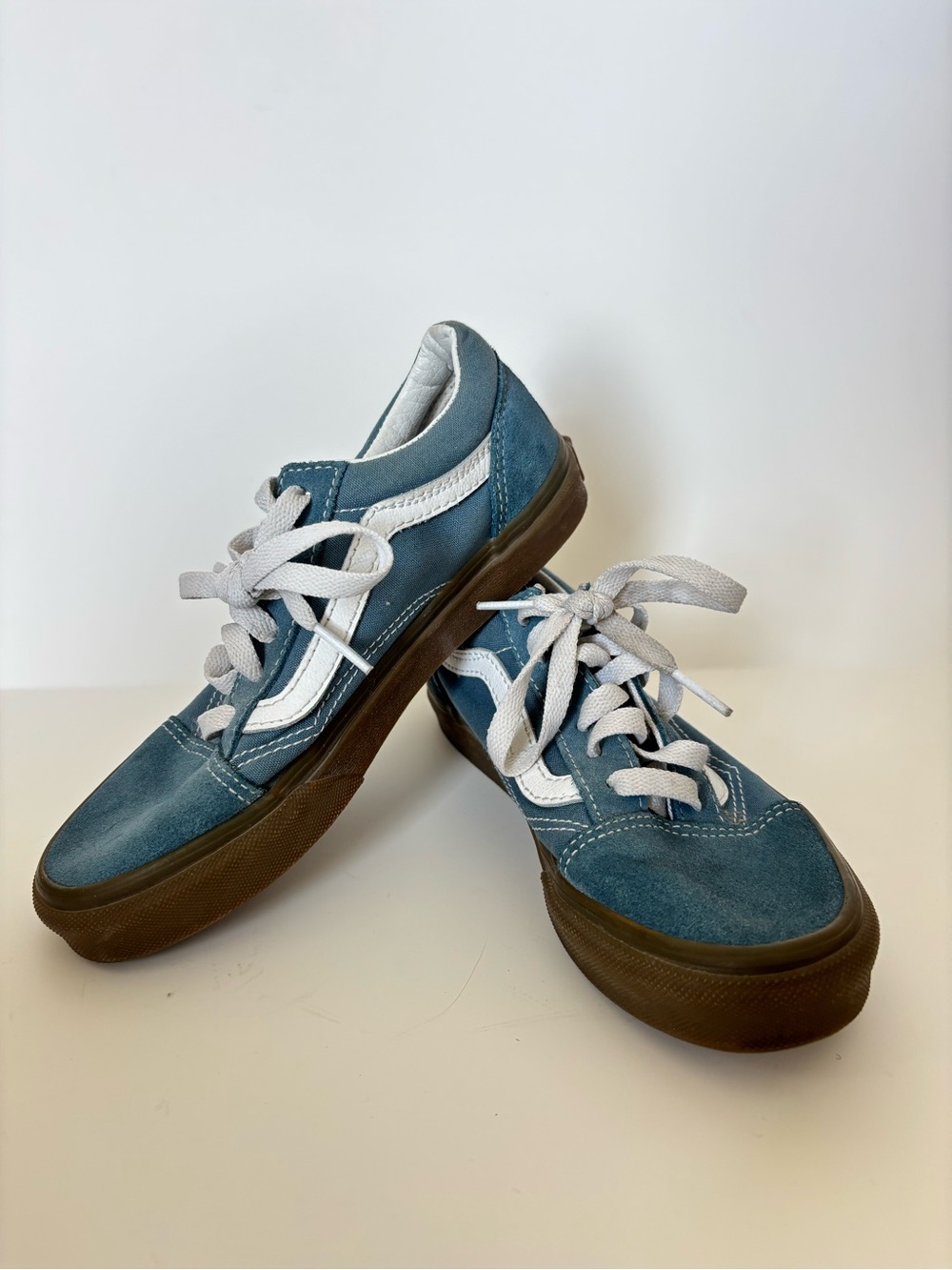 Vans Kids Blue Suede Low-Top Sneakers with White Stripe